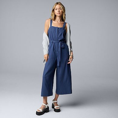 Women's Simply Vera Vera Wang Belted Wide Leg Jumpsuit