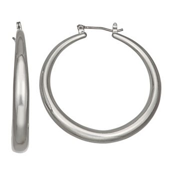 Simply Vera Vera Wang Silver Tone 41 mm Medium Thick Hoop Earrings