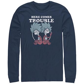 Big & Tall Dr. Seuss Thing 1 And Thing 2 Here Comes Trouble Long Sleeve Graphic Tee