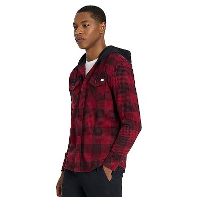 Men's Hurley Long Sleeve Hooded Button-Up Flannel Shirt