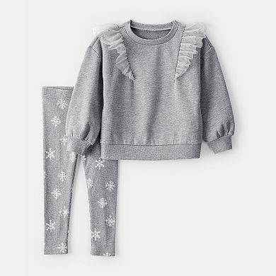 Toddler Girl Carter's 2-Pc. Snowflake Print Long-Sleeve Tee & Pant Set