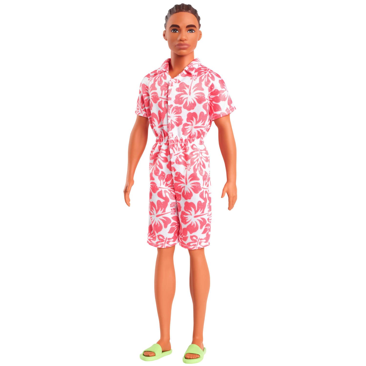 Детские куклы Barbie Fashionistas Ken Doll #235 in Hawaiian Print Jumpsuit with Green Sandals, Brown Hair
