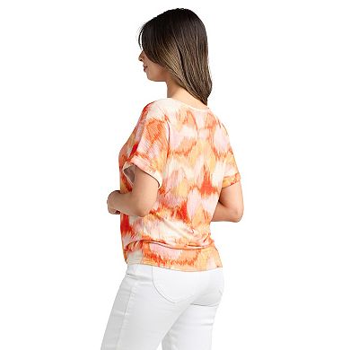 Women's AB Studio Tie Front Short Sleeve Top