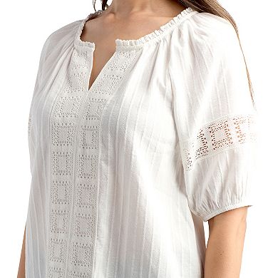Women's AB Studio Short Sleeve Split Neck Peasant Top