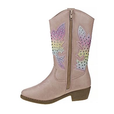Kensie Girls' Studded Zip Up Western Boots