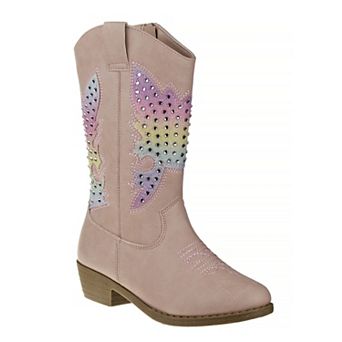 Kensie Girls' Studded Zip Up Western Boots