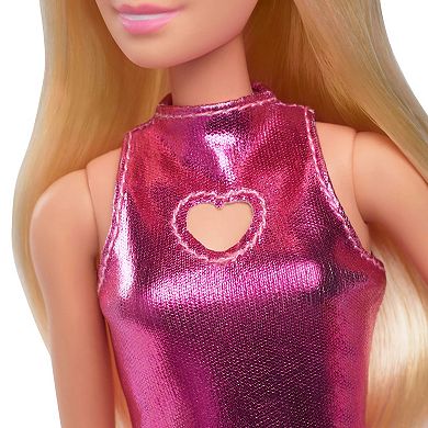 Barbie Fashionistas Doll #230 in Metallic Pink Minidress with Heart Cut-Out, Blond Hair by Mattel