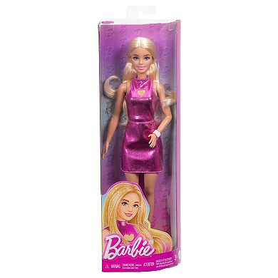 Barbie Fashionistas Doll #230 in Metallic Pink Minidress with Heart Cut-Out, Blond Hair by Mattel