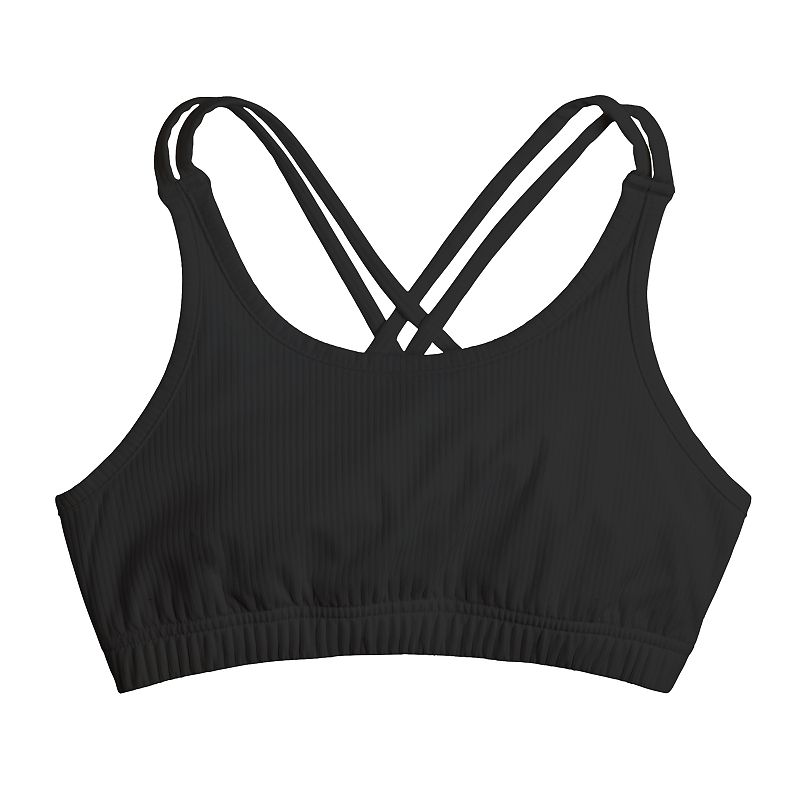 Girls 7-16 Tek Gear® Cross Back Sports Bra, Girl's, Size: Medium (8), Black Luxe