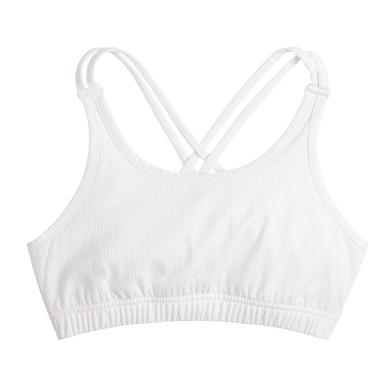 Girls 7-16 Tek Gear® Cross Back Sports Bra, Girl's, Size: Small (7), Modern White