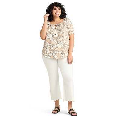 Plus Size AB Studio Short Sleeve Peasant Top