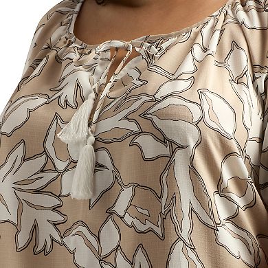 Plus Size AB Studio Short Sleeve Peasant Top