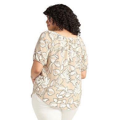 Plus Size AB Studio Short Sleeve Peasant Top