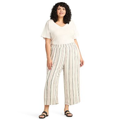 Plus Size AB Studio Pull-On Wide Leg Crop Pants