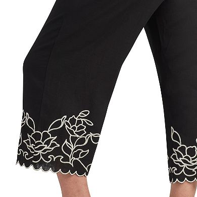 Plus Size AB Studio Embroidered Hem Pull-On Pants