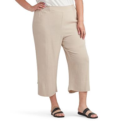 Plus Size AB Studio Pull-On Split Hem Crop Pants