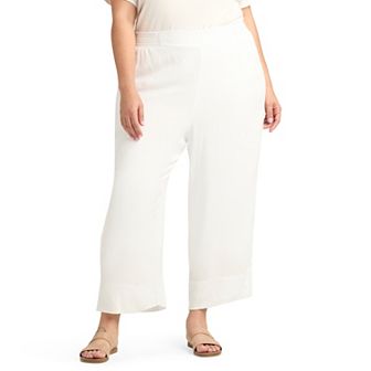 Plus Size AB Studio Pull-On Split Hem Crop Pants