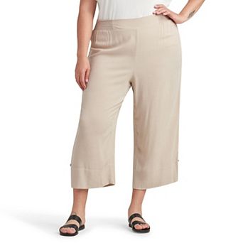 Plus Size AB Studio Pull-On Split Hem Crop Pants