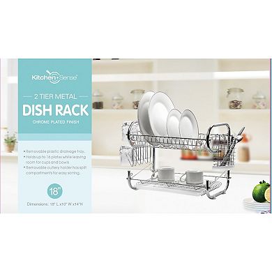 Stainless Steel Chrome 18 Inch 2-Tier Dish Rack