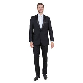 Men's 2 pc Slim-Fit Tuxedo Set Satin Peak Lapel w/ Fabric Trim