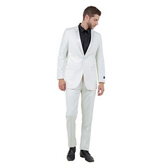 Men's 2 pc Slim-Fit Tuxedo Set Satin Peak Lapel w/ Fabric Trim