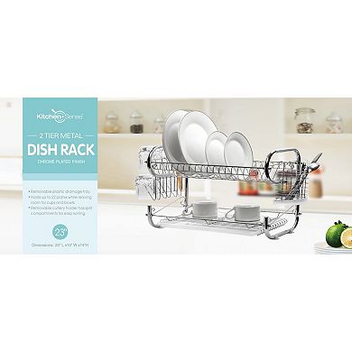 Stainless Steel Chrome 23 inch 2-Tier Dish Rack