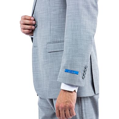 Men's 2pc Sharkskin Hybrid-Fit Suit Set w/ Crosshatch