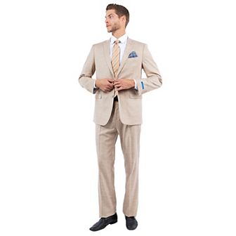 Men's 2 pc Sharkskin Hybrid-Fit Suit Set w/ Crosshatch