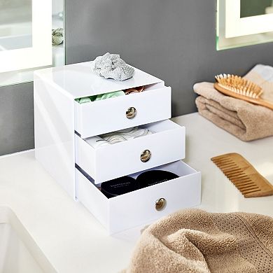 iDesign Stackable 3-Drawer Makeup Organizer
