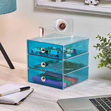 iDesign Stackable 3-Drawer Makeup Organizer