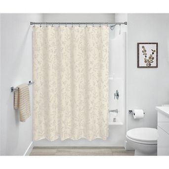 iDesign Bohemian Leaves Polyester 12 Buttonhole Shower Curtain