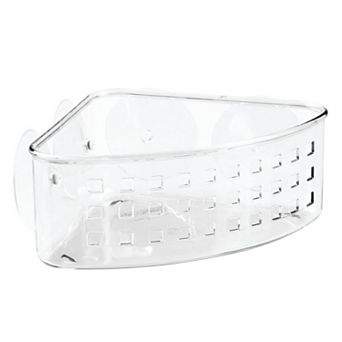 iDesign Plastic Corner Shower Caddy Basket with Suction Cups