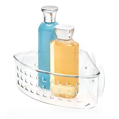 iDesign Plastic Corner Shower Caddy Basket with Suction Cups