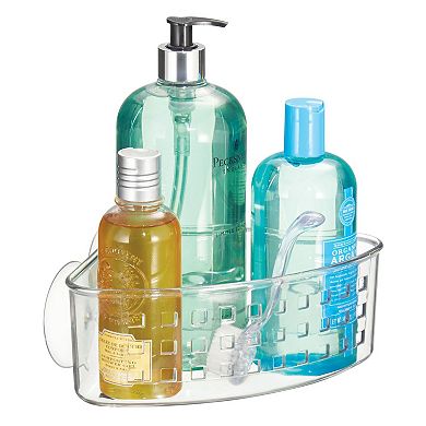 iDesign Plastic Corner Shower Caddy Basket with Suction Cups