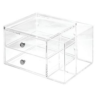 iDesign Clarity 2-Drawer with Side Caddy Cosmetic Organizer