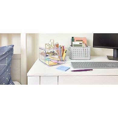 iDesign Clarity 2-Drawer with Side Caddy Cosmetic Organizer