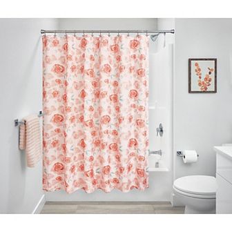iDesign Watercolor Floral Polyester 12 Reinforced Buttonhole Shower Curtain