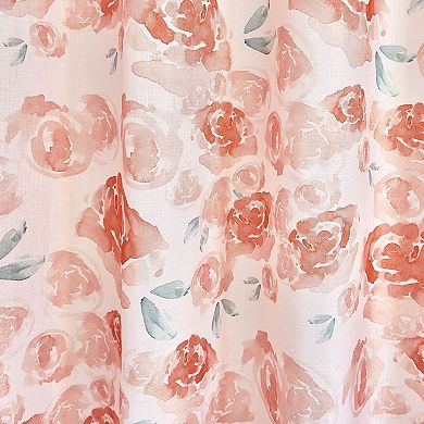 iDesign Watercolor Floral Polyester 12 Reinforced Buttonhole Shower Curtain