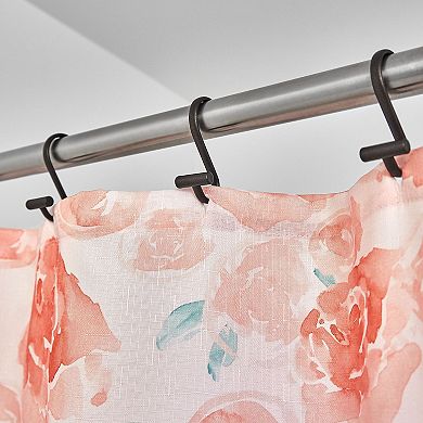 iDesign Watercolor Floral Polyester 12 Reinforced Buttonhole Shower Curtain