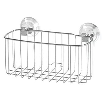 iDesign Reo Power Lock Suction Bathroom Shower Stainless Steel Caddy Basket