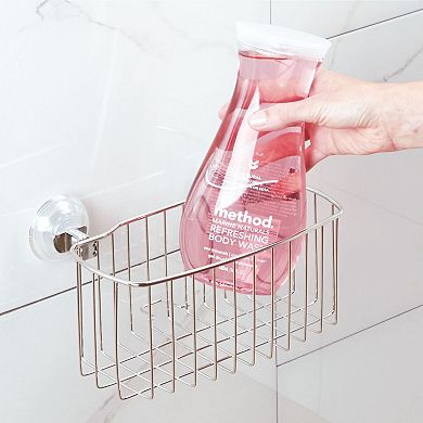 iDesign Reo Power Lock Suction Bathroom Shower Stainless Steel Caddy Basket
