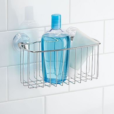 iDesign Reo Power Lock Suction Bathroom Shower Stainless Steel Caddy Basket