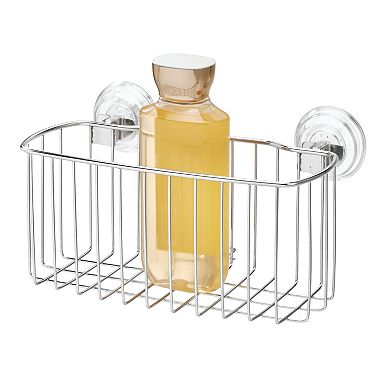 iDesign Reo Power Lock Suction Bathroom Shower Stainless Steel Caddy Basket