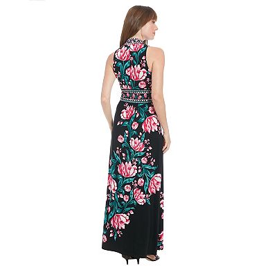 Women's London Times Floral print v-neck maxi