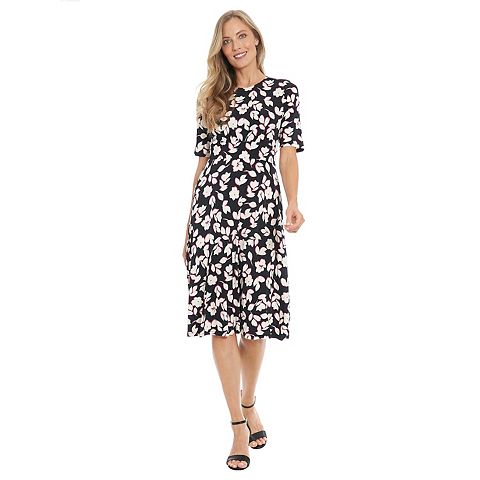 Женские платья London Petite London Times Elbow Sleeve Inset Waist Midi Dress