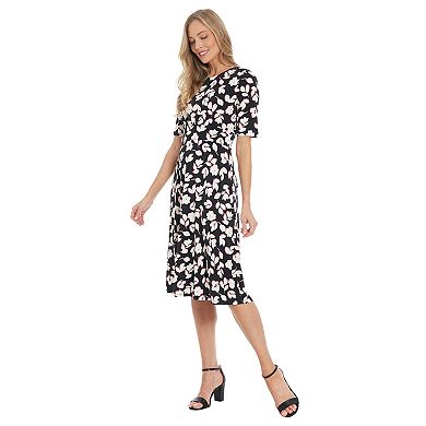 Petite London Times Elbow Sleeve Inset Waist Midi Dress