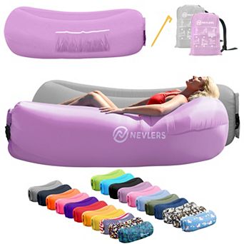 Nevlers Gray & Lavender Inflatable Loungers (Pack of 2) with Travel Bag and Pockets