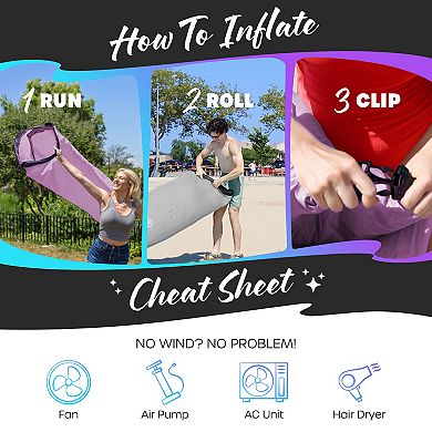 Nevlers Gray & Lavender Inflatable Loungers (Pack of 2) with Travel Bag and Pockets