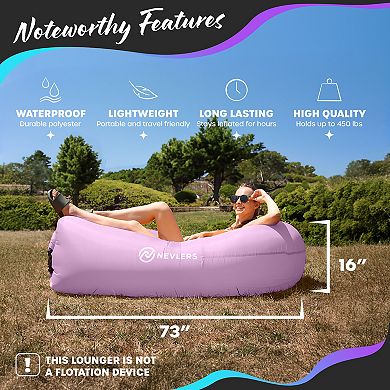 Nevlers Gray & Lavender Inflatable Loungers (Pack of 2) with Travel Bag and Pockets