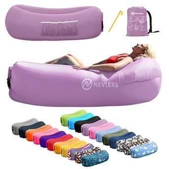 Nevlers Lavender Inflatable Lounger with Travel Bag and Pockets